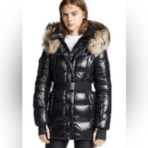 Sam Millennium fox fur-trim belted down puffer jacket